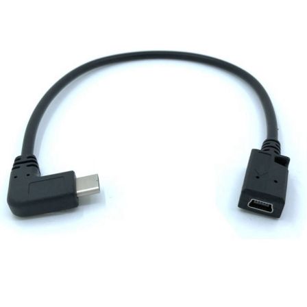 Mini USB Female naar USB-C Male 90 graden Kabel